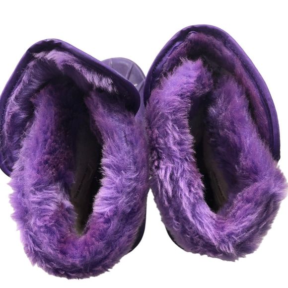 Girls Size 12 Lined Snow Boots Purple Thermolite Purple Faux Fur Winter Boots - Picture 5 of 9